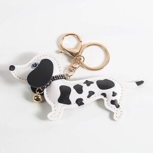 NWT Dachshund Vegan Leather Keychain | Black & White Doxie Bag Charm
